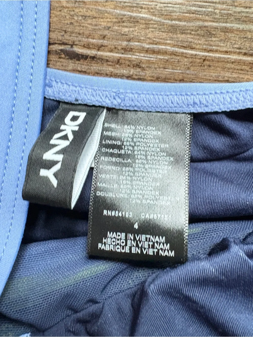 DKNY Colorblock swimsuit blue tri-color vacation summer beach resort sz 4 NWT - Picture 9 of 11